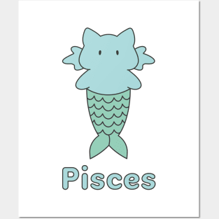 Pisces Cat Zodiac Sign with Text Posters and Art